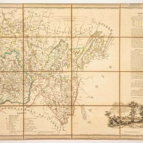 CARTE DU DÉPARTEMENT DE L’AIN. (c. 1840). Carte repliable en...