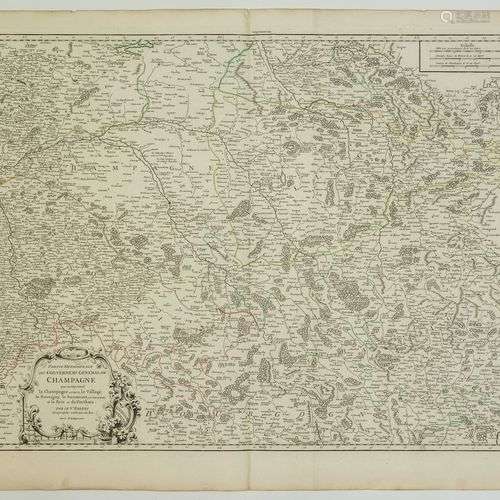 LA CHAMPAGNE. Carte de 1752 : « Partie méridionale du Gouver...