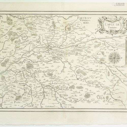 « CARTE DE TOURAINE » Carte de 1633 : Au centre la ville de ...