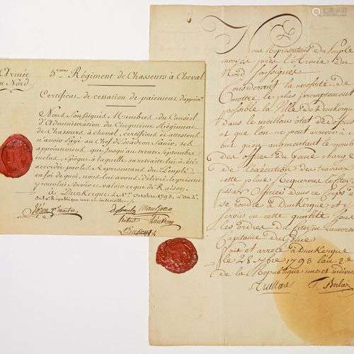 DUNKERQUE (59). RÉVOLUTION. 2 Documents : Lettre signée des ...