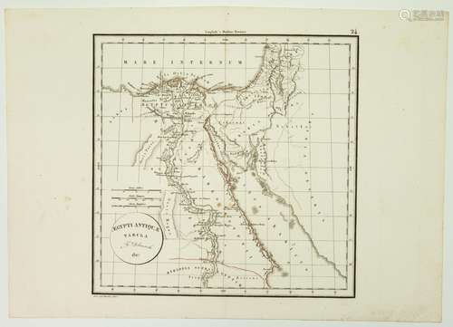 ÉGYPTE. 2 Documents gravés : Petite Carte de 1827. « EGYPTI ...