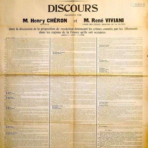 GUERRE 1914/18 : 4 Affiches de DISCOURS POLITIQUES. 1915, 19...