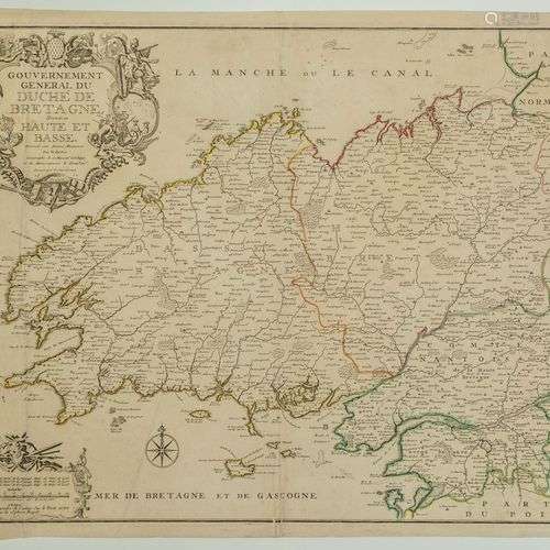 DUCHÉ DE BRETAGNE. Carte de 1711 : « Gouvernement général du...