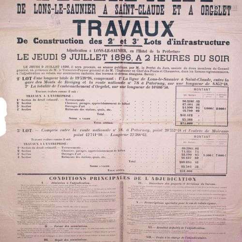 JURA. 1896. « TRAMWAY DE LONS-LE-SAUNIER À SAINT-CLAUDE ET À...