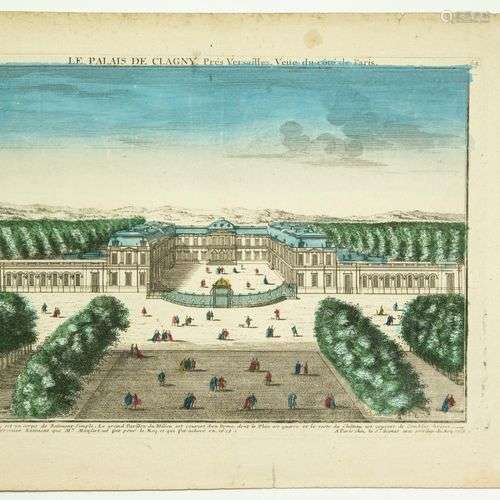 YVELINES. Gravure de 1760 du Château de CLAGNY : « LE PALAIS...