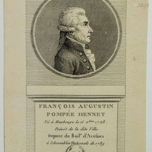 NORD. François Augustin POMPÉE HENNET, Prévôt de MAUBEUGE, D...