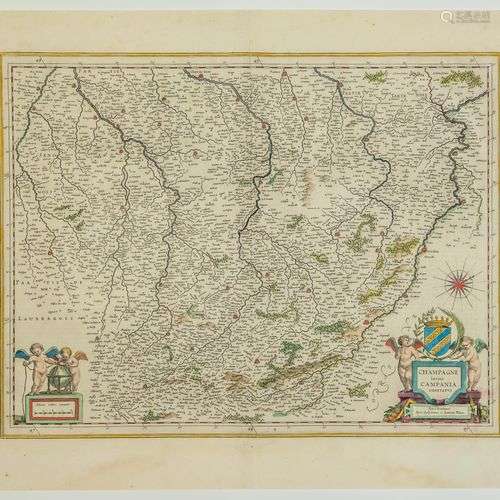 Carte XVIIe s : « CHAMPAGNE latine, Campania, comitatus. » C...