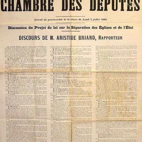 Aristide BRIAND. 1905. LOI DE LA LAÏCITÉ. « Discours du Proj...