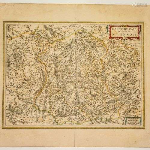 NIÈVRE. Carte XVIIe s. : DUCHÉ DE NEVERS. « Carte du Pays et...