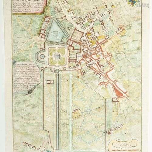 FONTAINEBLEAU (77). Gravure de 1705 : « Bourg, Château et ja...