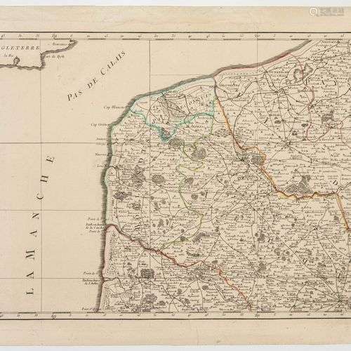 Carte fin XVIIIe du PAS-DE-CALAIS : (Calais 62, Boulogne 62,...