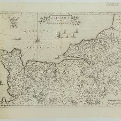 NORMANDIE Carte XVIIe s. : « NORMANDIA ducatus. » Carte grav...