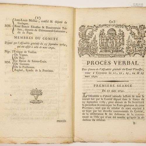 VAUCLUSE. 1790. COMTAT VÉNAISSIN. CARPENTRAS (84) : « Procès...