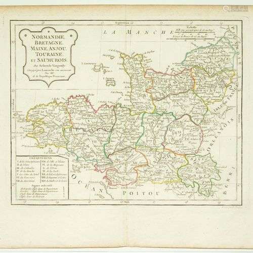 Carte de LA BRETAGNE de l’An III (c. 1795) par Robert de Vau...