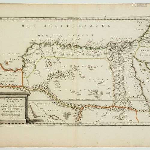 ÉGYPTE, LYBIE. Carte de 1655 : « Royaume du désert de BARCA ...