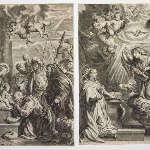 RELIGION. 2 Gravures XVIIe : L’Annonciation (26 x 17 cm) et ...