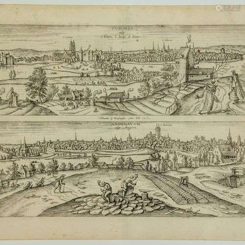 TOURS (Indre-et-Loire) & ANGERS (Maine-et-Loire). Gravure de...