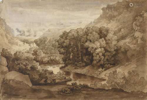 Antoine-Claude PONTHUS CINIER (1809-1885) Paysage de bord de...