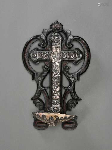 Croix en argent fondu à décor du jugement dernier 19ème sièc...