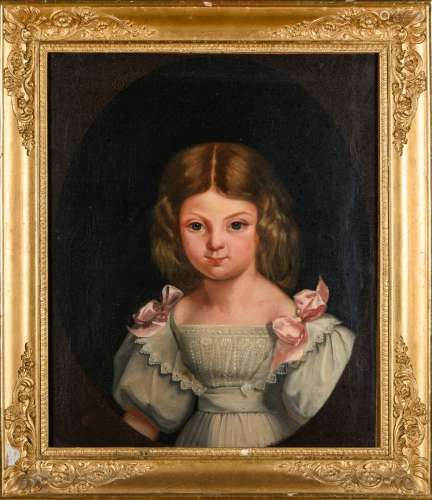 Portrait de jeune fille huile sur toile 55 x 46 cm Cadre en ...