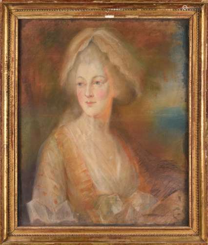 Ecole française de style Louis XVI Portrait de femme Pastel ...