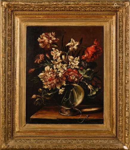 Dans le gout du 18ème Bouquet de fleurs Huile sur toile 40 x...