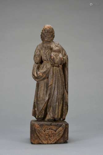 Saint Joseph en bois sculpté 18ème siècle. H : 30 cm