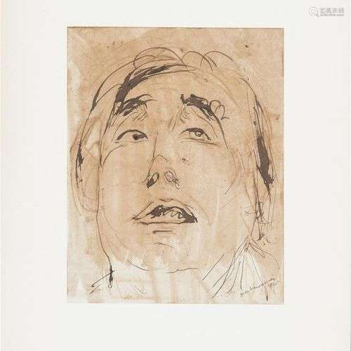 Henri de WAROQUIER (1881-1970) Visage les yeux au ciel Encre...