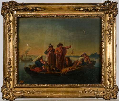 Ecole italienne 19ème siècle Barque Huile sur toile 20 x 25 ...