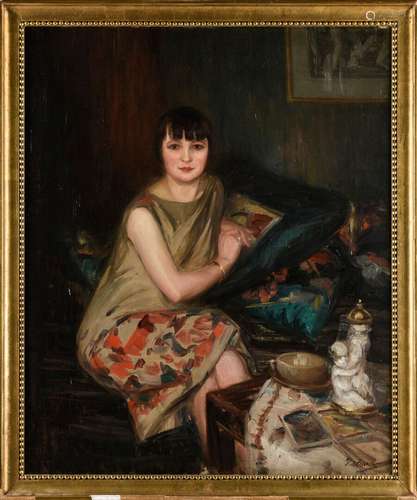 Pierre de BELAIR (1892 - 1956) Portrait de jeune femme huile...