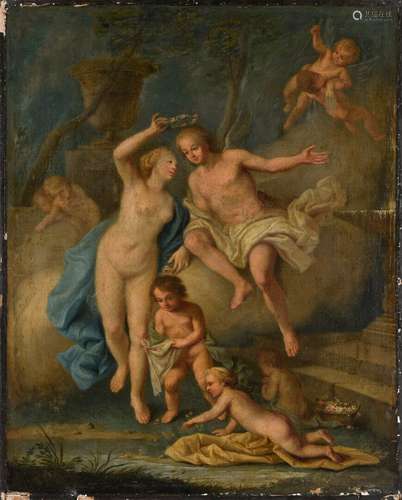 Atelier de Gérard LAIRESSE (1640-1711) Venus couronnant l'am...