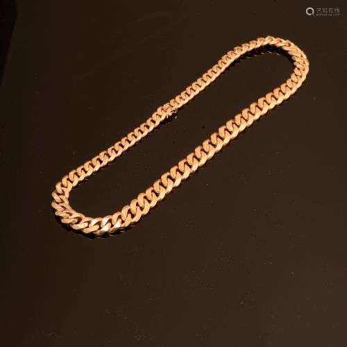 Collier à maille gourmette en or jaune 18k.Long. : 42 cm - P...