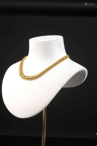 *Collier en or jaune 18k à maille américaine en chute.Long. ...