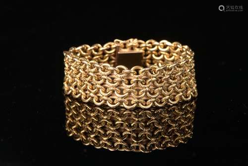 Bracelet en or jaune 18k à multiples rangs de maillons imbri...