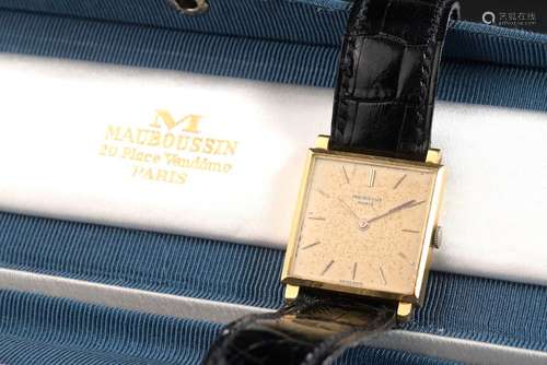 MAUBOUSSIN.Montre bracelet d'homme, le boîtier carré en or j...