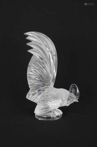 French Lalique Rooster Figure Paperweight