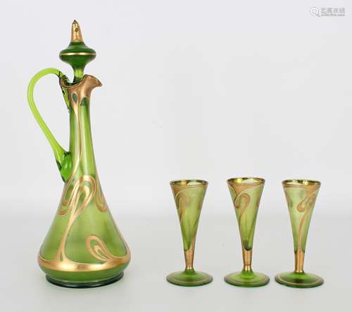 Art Nouveau Gilt Glass Decanter Set