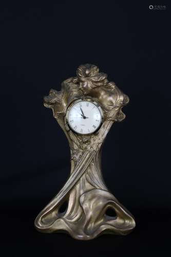 Art Nouveau Bronze FIgural Clock