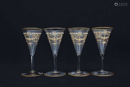 (4) Hand Painted Cordial Glasses