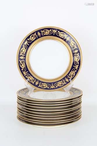 (12) Fine Cobalt/Gilt Haviland Limoges Dishes