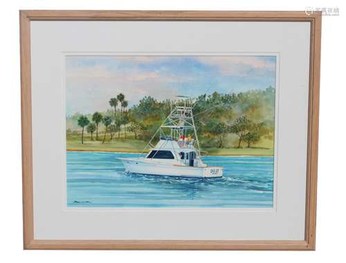 Large Florida Watercolor Signed Schular