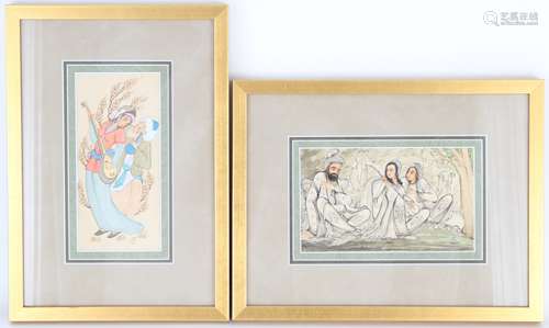 (2) Framed Indian Miniature Paintings on Bone