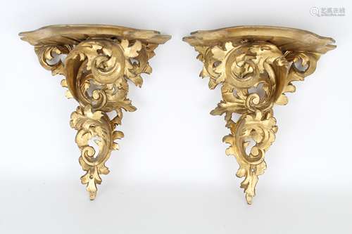 Italian Carved Wood Acanthus Wall Shelf