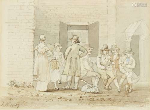 John Nixon, Britannique c.1750-1818- Un groupe de personnes ...