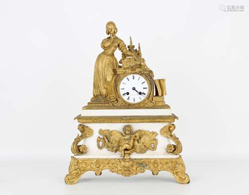 Antique Gilt Bronze French Mantel Clock