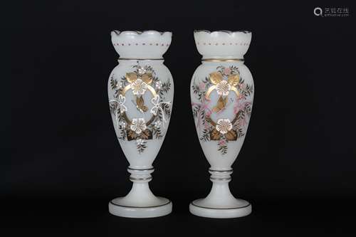 (2) Antique French Opaline Vases