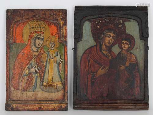 (2) Antique Greek Icons, 