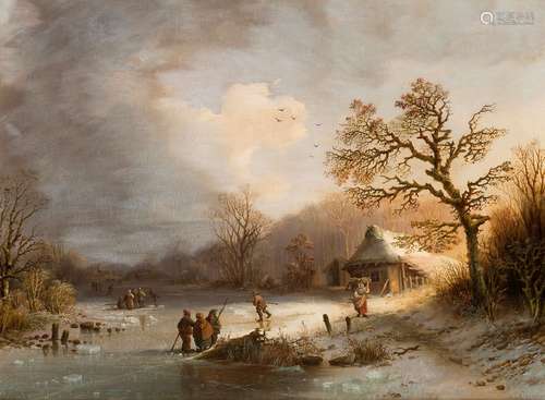 Henri Cleenewerck, belge 1818-1901- Un paysage d'hiver avec ...