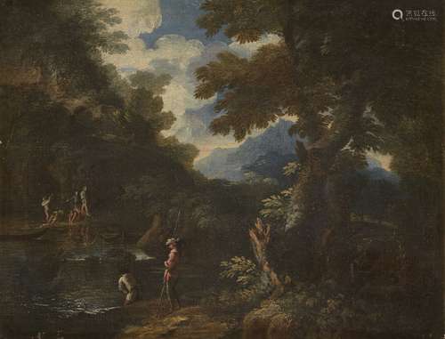 Cercle de Salvator Rosa, Italien 1615-1673- Un paysage de ri...