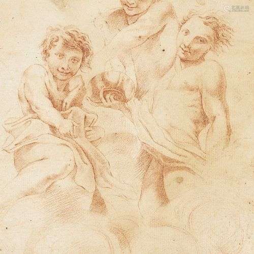 Manière d'Antonio da Correggio, 18e siècle. Trois anges ; cr...